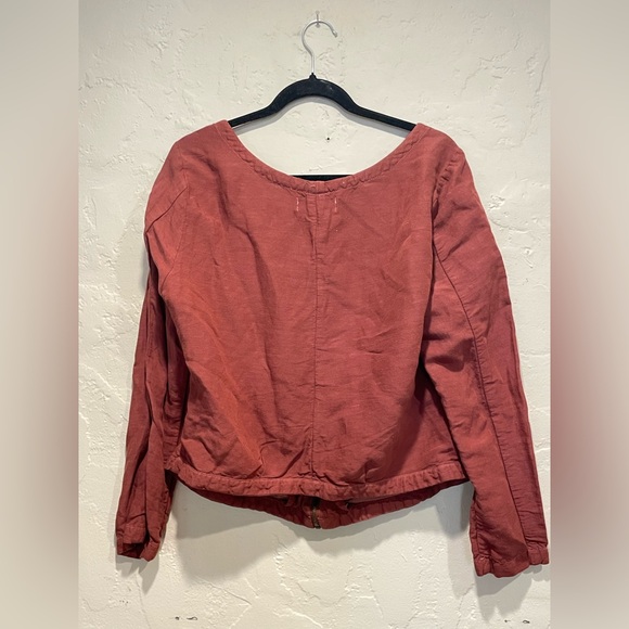 LUCKY BRAND Rust Red Zip-Up Top Large - Picture 2 of 9